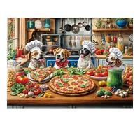 Puzzle 1000 pezzi, puzzle per adulti, un puzzle impegnativo, giochi di puzzle per tutto per le donne, regali per gli uomini, Tema: cena pizza per cani