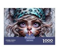Puzzle 1000 Pezzi Ragazza Gatto che Sussurra Divertente Famiglia - Ragazza Gatto Ritratto Shush per Adulti e Bambini Regalo 70x50cm
