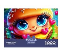 Puzzle 1000 pezzi Ragazza Hamburger Cuori Decorazione murale - Dolce ragazza hamburger Arte Regalo per adulti bambini 52x38cm