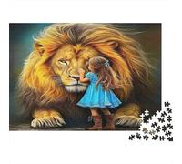 Puzzle 1000 Pezzi Ragazza & Leone, Bestia Gentile, Rilassante Antistress, Cartone Riciclato per Adulti e Bambini, Regalo Pensieroso, 38x26cm