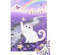 Puzzle 1000 Pezzi Ragdoll in The Purple Flower Field, Per Bambini/Adultí - Relax Rompicapo Classici & Gift Box 1000pcs (75x50cm)