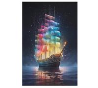 Puzzle 1000 Pezzi Rainbow Sailboat Per Adulti E Bambini Puzzles Con Tavola Di Legno Decorazione Della Famiglia 78×53cm
