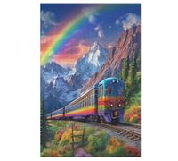 Puzzle 1000 Pezzi Rainbow Train Per Adulti E Bambini Puzzles Con Tavola Di Legno Decorazione Della Famiglia 78×53cm
