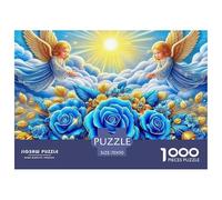 Puzzle 1000 Pezzi Regalo Perfetto Famiglia Difficile Angeli Ali Blu Rose Sole Anti-Stress Gioco Uomini Donne 70x50cm