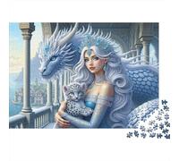 Puzzle 1000 pezzi Regina dei Ghiacci e Drago, Leopardo delle Nevi, Cartone Premium, Amanti dei Puzzle, Giochi Mentali 38x26cm