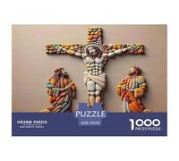 Puzzle 1000 Pezzi Religione Gesù Adulti Bambini Croce di Pietra Arte Gioco Famiglia Difficile Gioco Educativo Antistress 70x50cm