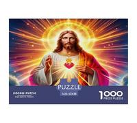 Puzzle 1000 Pezzi Religione Gesù Sacro Cuore Vivace Spirituale Gioco Difficile Idea Regalo per Uomini Donne 52x38cm