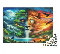Puzzle 1000 Pezzi Rilassante Leone Faccia Spezzata, Natura & Bestia, Antistress e Esercizio Mentale per Anziani, Adolescenti e Principianti, 70x50cm