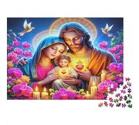 Puzzle 1000 pezzi Ritratto Sacra Famiglia Maria Giuseppe Gesù Concentrazione relax cartone oftenato bambini 8+ 38x26cm