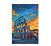 Puzzle 1000 Pezzi Roma Puzzle Colosseo Adulti Arte Grandi Dimensioni Jigsaw di Legno con una Scatola e Poster, Impossibili Jigsaw Gioco Familiare for Adulti Principiante, Home Decor 75x50cm D-1146