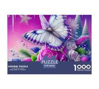 Puzzle 1000 Pezzi Rosa - Fatina Farfalla & Rosa Viola, Carta Riciclata, Gioco Famigliare 38x26cm