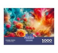 Puzzle 1000 pezzi Rose Rosso Arancione Nebulosa, adulti bambini, gioco familiare educativo difficile antistress 52x38cm