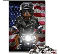 Puzzle 1000 pezzi Rottweiler su motocicletta Puzzle in legno per adulti dimensioni 50x75cm Ideale come decorazione fai da te e come regalo rompicapo