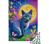 Puzzle 1000 Pezzi Russian Blue Cat Starry Sky, Per Lei O Lui, Giochi Rilassamento E Intelligence, Puzzle Difficile Sfida, Grandi Dimensioni Regali 1000pcs (75x50cm)