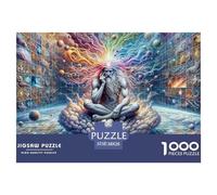 Puzzle 1000 Pezzi Saggio Cosmico, Estremamente Difficile - Rana Meditativa su Pietra per Uomini e Donne, 38x26cm
