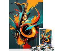 Puzzle 1000 pezzi Sassofono - Arte astratta fai da te Giocattoli regali per donne e uomini per gioco educativo che migliora l'amore tra coppie Dimensioni 50x75cm