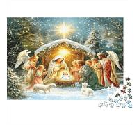 Puzzle 1000 Pezzi Scena della Natività per Adulti e Bambini - Scena della Natività con Angeli dai 12 Anni Gioco Educativo 38x26cm