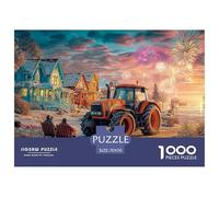 Puzzle 1000 pezzi Scena Trattore Invernale, Stile Azienda Agricola Rustico, per Adulti, Estremamente Difficile, Decorazione Parete, Regalo, 70x50cm