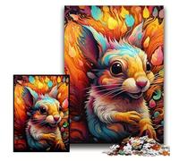 Puzzle 1000 pezzi scoiattolo psichedelico in cartone per adulti 26x38cm fai da te, regalo per la casa, gioco rompicapo