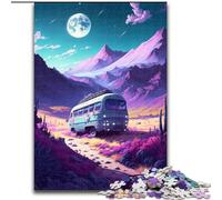 Puzzle 1000 pezzi Scuolabus in legno, rompicapo ad alta difficoltà per adolescenti, 50x75cm, Natale o compleanni