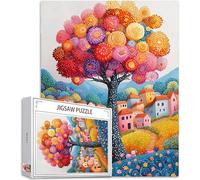 Puzzle 1000 Pezzi Sette colori Puzzle Piccola città Motivo Progettazione, Legna Jigsaw 75x50cm Compact Box Poster Incluso Creativo Giochi Rilassamento e Intelligence per Home Room Wall Decor, Model523