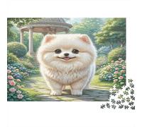 Puzzle 1000 Pezzi Shih Tzu per Donne e Uomini Pomeranian tra Fioriture Puzzle Difficile Impossibile | Attività Casa 38x26cm/1000pz