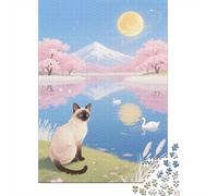 Puzzle 1000 Pezzi Siamese Cat by The Lake, Per Bambini/Adultí - Sfida Grandi Dimensioni & Idea Regalo 1000pcs (75x50cm)