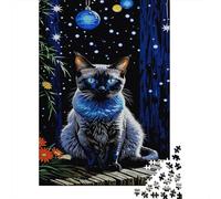 Puzzle 1000 Pezzi Siamese Cat Sitting on The Courtyard Table, Per Bambini/Adultí - Classici Relax & Regalo Artistico 1000pcs (75x50cm)