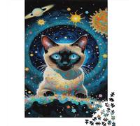 Puzzle 1000 Pezzi Siamese Cats in Outer Space, Per Bambini/Adultí - Relax Rompicapo & Idea Regalo Creativa 1000pcs (75x50cm)