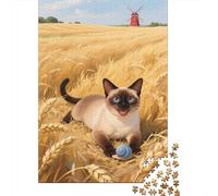 Puzzle 1000 Pezzi Siamese Cats in Rice Paddies, Per Lei O Lui, Giochi Rilassamento E Intelligence, Puzzle Difficile Sfida, Grandi Dimensioni Regali 1000pcs (75x50cm)