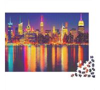Puzzle 1000 Pezzi Skyline Città Colorato Luci Fiume Concentrazione Cartone Often Premium Bambini +8 52x38cm