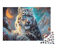 Puzzle 1000 Pezzi Snow Leopard Under Fiery Crescent Moon - Classici Giochi Wildlife, Decorazione E Regalo 52x38cm/1000pcs