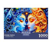 Puzzle 1000 Pezzi Sole & Luna Dettagliato - Facce Luna Blu Arancio & Yin Yang 38x26cm