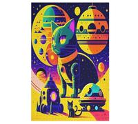 Puzzle 1000 Pezzi Space Color Cat Per Adulti E Bambini Puzzles Con Tavola Di Legno Decorazione Della Famiglia 78×53cm