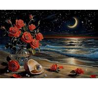 Puzzle 1000 Pezzi Spiaggia Puzzle Adulti Sfida Impossibili Jigsaws Rosa Classica 3D Pattern Art Jigsaws per Divertimento Adulti e Bambina, Gioco Familiare, Festa Aziendale, Amore e Amico 75x50cm C-855