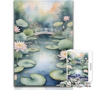 Puzzle 1000 pezzi, stagno delle ninfee, ponte, giocattoli, giochi educativi, analisi e logica, regali di Babbo Natale segreto, dimensioni 50x75cm