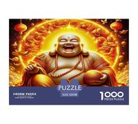 Puzzle 1000 Pezzi Stimolante - Buddha Ridens, Aura Dorata, Abbondanza, Gioioso, per Uomini e Donne, Gioco di Famiglia Divertente e Stimolante, Idea Regalo 52x38cm
