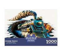 Puzzle 1000 Pezzi Stimolante - Treno a Vapore, Che Attraversa il Muro, Dinamico, per Uomini e Donne, Gioco di Famiglia Divertente e Stimolante, Idea Regalo 38x26cm