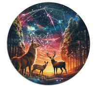 Puzzle 1000 pezzi "Storni nel bosco" con cervi, puzzle in cartone, puzzle impossibili, educativi, decorazioni per la casa, giochi e regali (67,5x67,5 cm)