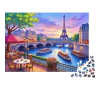 Puzzle 1000 pezzi Strada di Parigi | Vista su bistro | Cartone spesso premium e taglio preciso | Pezzi incastrati | 52x38cm