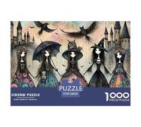 Puzzle 1000 Pezzi Streghe di Halloween con Gatti Neri, Idea Regalo, Estremamente Difficile 38x26cm