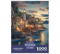 Puzzle 1000 Pezzi Sunset at The Harbor Qualità Premium Seaside Town Multicolore Puzzle Al Divertenti Per Uomo E Donna Per Adulti E Bambini Da 12 Anni 38x26cm/1000pcs