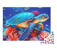 Puzzle 1000 pezzi Tartaruga Barriera Corallina, Impossible, Mare Tropicale, Cartone Premium, Pezzi Incastrati, per Esperti Puzzle, 70x50cm