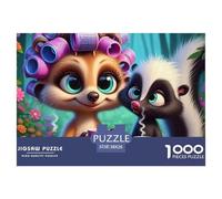 Puzzle 1000 Pezzi Tè Animali Dolci Suricati & Puzzole, Estremamente Difficile, Carta Riciclabile, Decorazione Parete 38x26cm