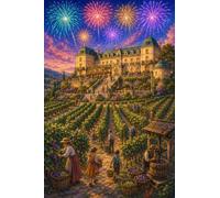 puzzle 1000 pezzi Terrazza del castello nel vigneto con fuochi Legno