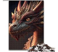 Puzzle 1000 pezzi Testa di Drago III in legno, rompicapo ad alta difficoltà per adolescenti 50x75cm, Natale o compleanni