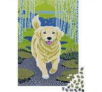 Puzzle 1000 Pezzi The Golden Retriever Is Walking on The Forest Path, Per Bambini/Adultí - Sfida Classica & Idea Regalo 1000pcs (75x50cm)