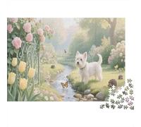 Puzzle 1000 Pezzi The West Highland White Terrier Is in The Garden, Per Bambini/Adultí - Grandi Dimensioni & Idea Regalo Moderna 1000pcs (75x50cm)