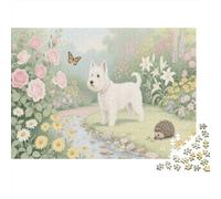 Puzzle 1000 Pezzi The West Highland White Terrier Is in The Garden, Per Bambini/Adultí - Grandi Dimensioni & Design Regalo 1000pcs (75x50cm)