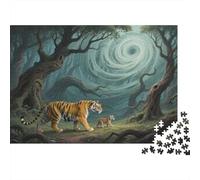 Puzzle 1000 Pezzi Tiger in Forest Under Swirling Sky, Per Amore E Amico, Giochi, Puzzle Difficile Sfida, Grandi Dimensioni Idea Regalo 1000pcs (75x50cm)